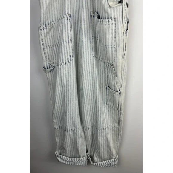 Faherty Topsail Bib Overall Railroad Stripe Blue White *Stained Distressed Small - Picture 12 of 16